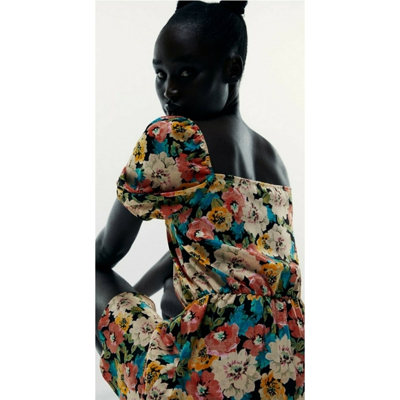 ZARA // silky floral flounce dress - Picture 10 of 14